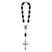 Década del rosario de madera negro con cierre