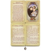 St.Anthony Prayer Card with Small Medal cm.8.5x 5.5 - 3 1/4"x 2 1/4" 