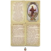 St.Francis Prayer Card with Small Medal cm.8.5x 5.5 - 3 1/4"x 2 1/4" 
