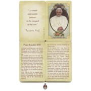 Pope Benedict XVI Prayer Card with Small Medal cm.8.5x 5.5 - 3 1/4"x 2 1/4" 