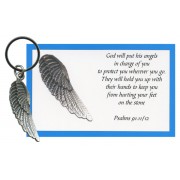 Angel Wing Keychain with English Card