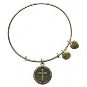 Gold Plated Bracelet with Dangling Cross and 2 Charms with Gift Box