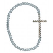 Silver Plated Cross with Clear Crystals Bracelet with Gift Box