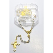 Imitation Pearl Rosary Gold Plated Boxed
