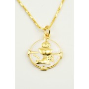 Communion Gold Plated Enameled Medal + Chain