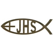 Adhesive Small Cross JHS Fish Faith Symbol Gold cm.14.5 x 4.5- 5 3/4"x 2 3/4"