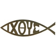 Adhesive Greek Fish Faith Symbol Gold cm.14.5 x 4.5- 5 3/4"x 2 3/4"