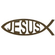 Adhesive Jesus Fish Faith Symbol Gold French cm.14.5 x 4.5- 5 3/4"x 2 3/4"