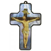 Crucifix Wood Laminated Cross cm.13x9 - 5"x 31/2"