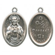 Sacred Heart of Jesus Oval Oxidized Medal mm.22 - 7/8"