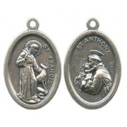 St.Francis/ St.Anthony Oval Oxidized Medal mm.22 - 7/8"