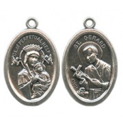 Perpetual Help/ St.Gerard Oval Oxidized Medal mm.22 - 7/8"