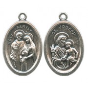 Holy Family/ St.Joseph Oval Oxidized Medal mm.22 - 7/8"