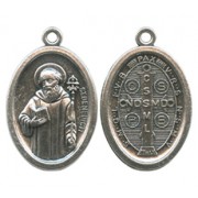 St.Benedict Oval Oxidized Medal mm.22 - 7/8"