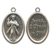 Divine Mercy Oval Oxidized Medal mm.22 - 7/8"