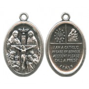 Four Way/ Call a Priest Oval Oxidized Medal mm.22 - 7/8"