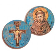 St.Damian/ St.Francis 3D Bi-Dimensional Round Bookmark cm.7 - 2 3/4"