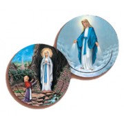 Miraculous/ Lourdes 3D Bi-Dimensional Round Bookmark cm.7 - 2 3/4"
