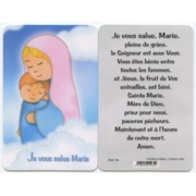 Hail Mary French PVC Prayer Card cm.5x8.5 - 2"x3 1/2"