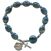 A Grade Glass Bead Rosary Bracelet Light Blue 12mm